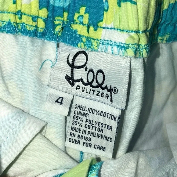 LILLY PULITZER EUC GIRLS BOTTOMS PANTS SUMMER SPRING FLORAL BLUE CASUAL  SZ 4 - Picture 5 of 6